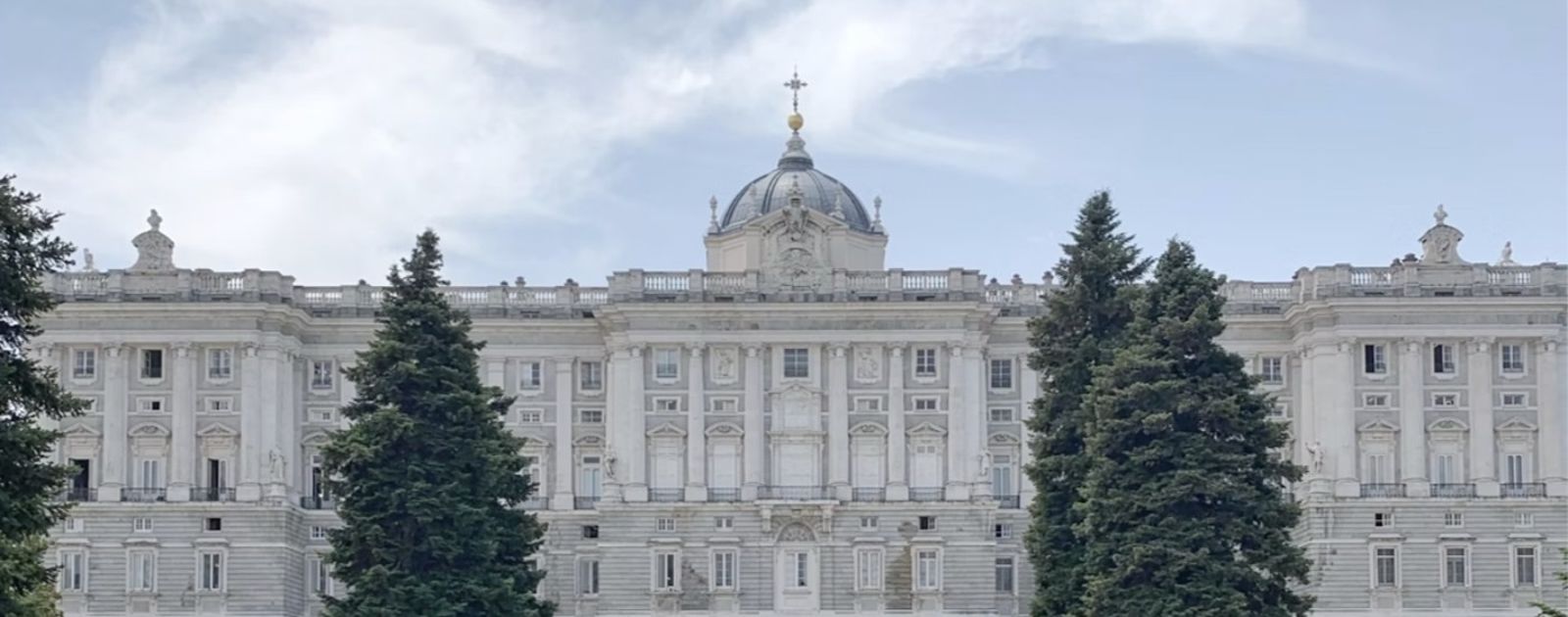 The Royal Palace of Madrid seen across its gardens